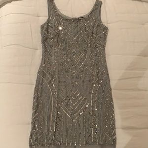 Silver sequin mini dress
